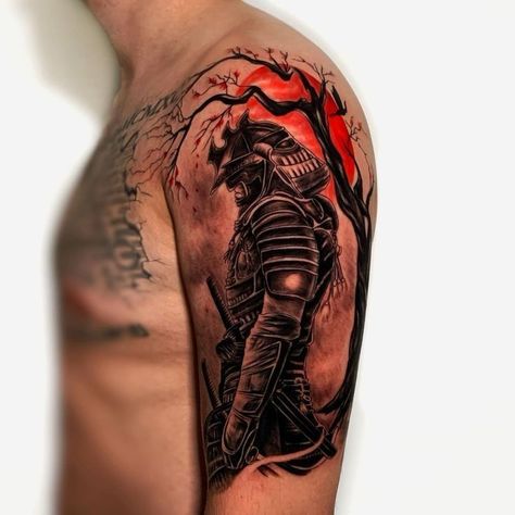 Baby Owl Tattoos, Japanese Warrior Tattoo, Samurai Tattoo Sleeve, Warrior Tattoo Sleeve, Gladiator Tattoo, Tattoo Van, Animal Sleeve Tattoo, Buddha Tattoo Design, Simple Tattoos For Guys