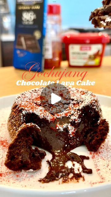 Frank Hu on Instagram: "Gochujang Chocolate Lava Cake Recipe 🍫🌶️

Sorry @jonfavreau that there’s no frozen cylinder of ganache, but here’s how I made it: (adapted from Jean-Georges recipe)
- 200g (7oz) dark chocolate 70+% cocoa (I used @ghirardelli ) 
- 6 tbsp butter
- 40g brown sugar + 40g sugar (some extra for ramekins) 
- 2 large eggs 
- 2 egg yolks
- 1g salt 
- 2 tbsp (18g) ap flour
- 1 tsp (3g) cocoa powder 
- 2 tbsp gochujang (you can add another 1-2 tsp if you prefer spicier)
- Garnish: powdered sugar, ice cream, and/or flaky sea salt

1. Preheat oven to 425F. Butter three 8oz ramekins thoroughly, then coat them with sugar (flour also works if you prefer)
2. Melt the chocolate with butter and salt in microwave on 15 sec blasts til fully melted. Mix in the gochujang. 
3. Mix the eg Choco Lava, Chocolate Lava Cake Recipe, Molten Chocolate Lava Cake, Lava Cake Recipes, For Two, Crockpot Healthy, Best Chocolate Desserts, For One, Molten Lava Cakes