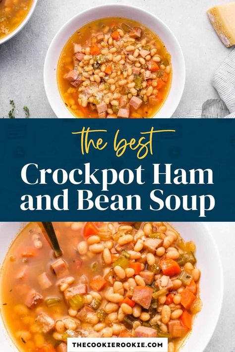 Ham Navy Bean Soup Crockpot, Crockpot Bean Soup Ham, Navy Bean And Ham Soup Crockpot Slow Cooker, Crock Pot Navy Bean And Ham Soup, Ham Bone And Beans Crock Pot, Ham And Navy Beans Crockpot Recipes, Crock Pot Navy Beans And Ham, Slow Cooker Navy Bean Soup, Crock Pot Navy Bean Soup