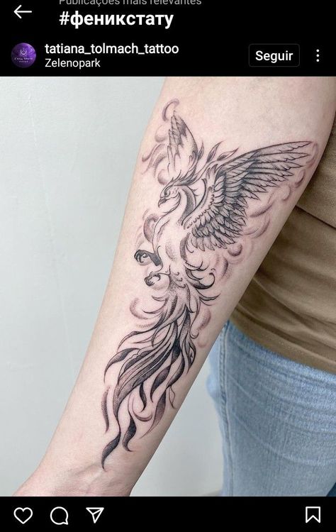 Feminine Pheonix Tattoo Design, Floral Phoenix Tattoo, Feminine Fire Tattoo, Phenix Tattoo For Women Arm, Phoenix Shoulder Tattoo For Women, Phinox Tattoo For Women, Phenoix Tattoos For Women, Phoenix Back Tattoo Women, Pheonix Tattoo Ideas Female