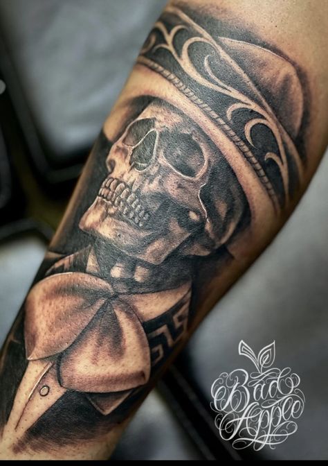 Charro Skeleton Tattoo, Latino Tattoos Men Ideas, Skeleton With Sombrero Tattoo, Mexican Charro Tattoo, Mexican Mariachi Tattoo, Mexican Soldier Tattoo, Day Of The Dead Tattoo Men, Mexican Leg Tattoo, Sombrero Tattoo Mexican