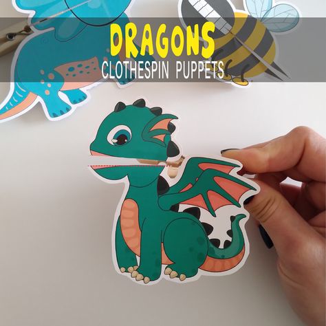 Dragon Activities, Clothespin Puppets, Paper Games For Kids, Preschool Craft Activities, Tactile Sensitivity, Toddler Busy Book, Dragon Queen, English Time, Preschool Craft