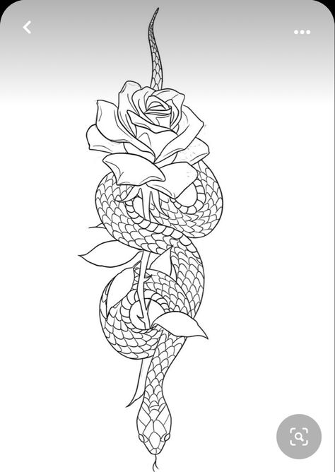 Snake And Rose Tattoo, Tattoos Minimal, Tools Tattoo, Rose Tattoo Stencil, Procreate Tattoo, Snake Tattoo Design, Tattoo Stencil Outline, Tattoo Style Drawings, Rose Tattoo Design