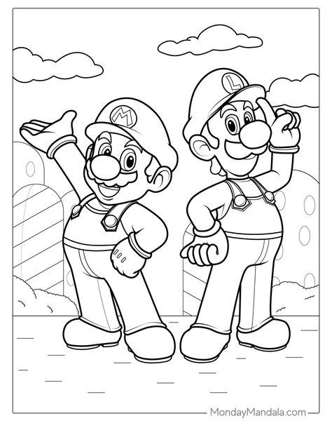 Mario Movie Coloring Pages, Mario And Luigi Coloring Pages, Mario Brothers Coloring Pages, Luigi Coloring Pages, Coloring Sheets For Adults, Mario Und Luigi, Mario Crafts, Mario Coloring, Super Mario Coloring Pages