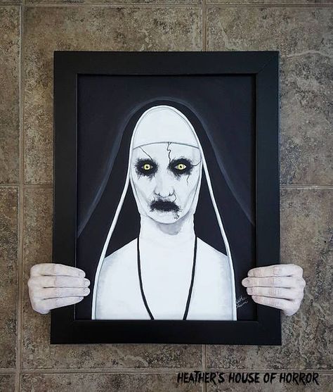 The Nun Painting Prop Valak Painting, The Nun Paintings, Nun Painting, Scary Paintings, Surreal Art Painting, Dark Art Paintings, Conjuring 2, Halloween Canvas Art, The Nun