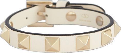 Light Ivory, Together We Can, Pyramid, Valentino Garavani, Leather Bracelet, Luxury Fashion, Bracelet, Leather, White