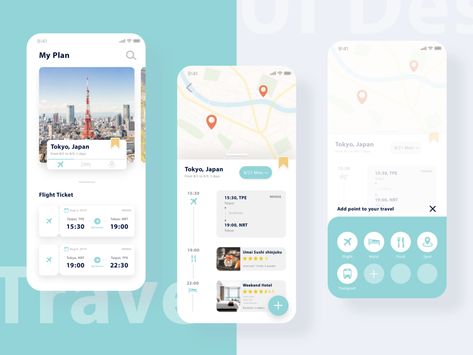 Travel Planner by Liu Chia Hua on Dribbble Medicine Reminder, Trip Planner App, Desain Ux, Travel Agency Website, Ui Design Mobile, Ui Ux 디자인, Planning App, App Design Inspiration, Application Design