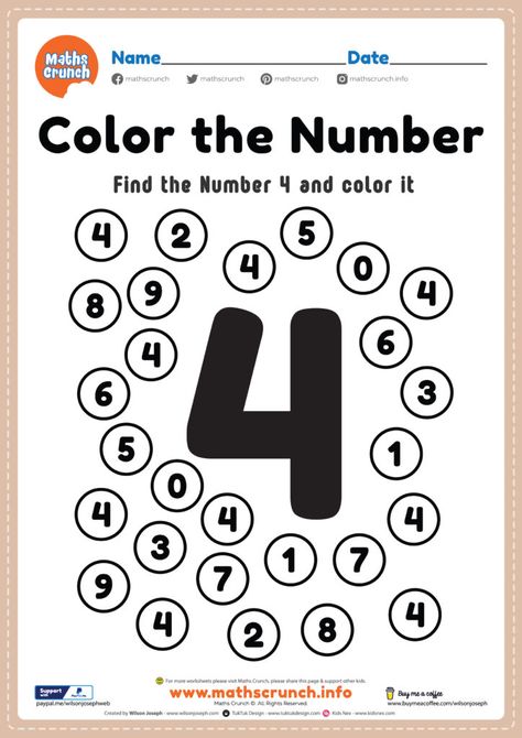 Prek Number 4 Worksheet, Number 4 Coloring Sheet, Colour The Numbers Worksheet, Number 4 Worksheet Kindergarten, Color The Numbers Worksheet, Find The Number Worksheet, Number Hunt Worksheet, Number 4 Activity For Preschool, Number Four Activities Preschool