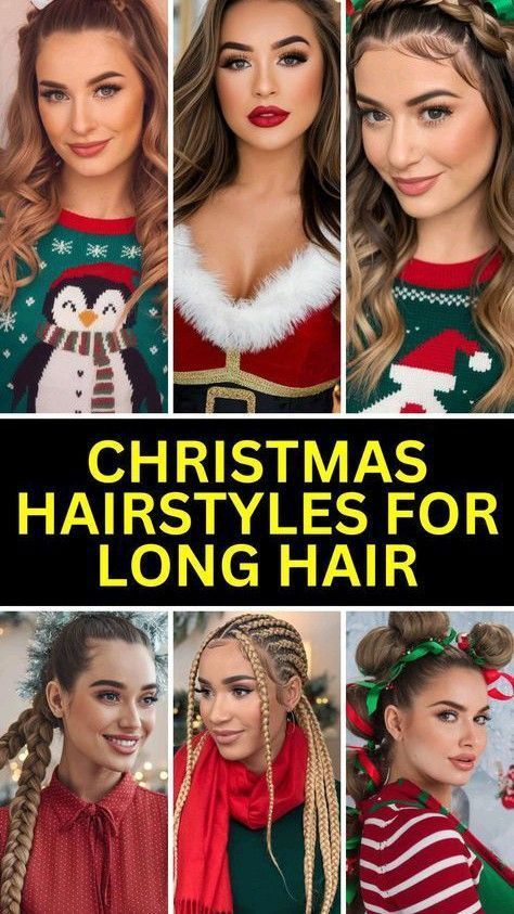 Christmas Hairstyles For Long Hair, Hairstyles For Long Hair Easy, Christmas Hairstyle, Loose French Braids, Christmas Party Hairstyles, Glamorous Christmas, Square Face Shape, Christmas Hairstyles, Heart Face Shape