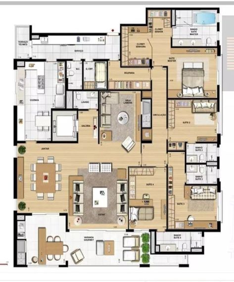 Penthouse Plans Layout, Luxury Penthouse Plan, Penthouse Layout, House Design Plans, Building House Plans Designs, Luxury Penthouse, Apartment Floor Plans, Luxury Bedroom Design, Sims Houses