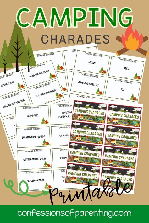 Take your camping trips to the next level of fun with Camping Charades! Gather around the campfire and let the acting begin as you and your family or friends embark on an exciting game of charades with a wilderness twist. Get ready to mime camping-themed words and phrases, from pitching tents to roasting marshmallows, in a race against time. Watch as laughter fills the air and imaginations run wild under the starry night sky. Camping Charades, Charades Word List, Charades Ideas, Charades Words, Camping Scavenger Hunts, Campfire Games, Charades Cards, Charades Game, Catching Fireflies