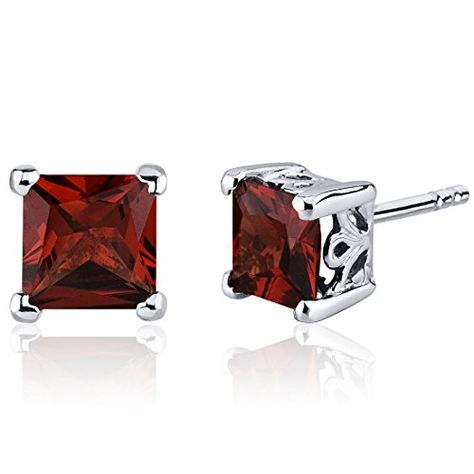 Garnet Stud Earrings Sterling Silver Princess Cut 250 Carats * Read more reviews of the product by visiting the link on the image.-It is an affiliate link to Amazon. #Earring Princess Cut Earrings, Purple Amethyst Earrings, Paris Jewelry, Amethyst Studs, Sapphire Earrings Studs, Sapphire Studs, Solitaire Studs, Indian Earrings, Scroll Design