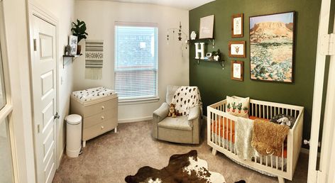 Southwest Baby Nursery, Sage Green Western Nursery, Western Boy Nursery, Western Kids Rooms, Southwestern Nursery, Green Baby Nursery, Nursery Bedroom Ideas, Nursery Set Up, Western Nursery