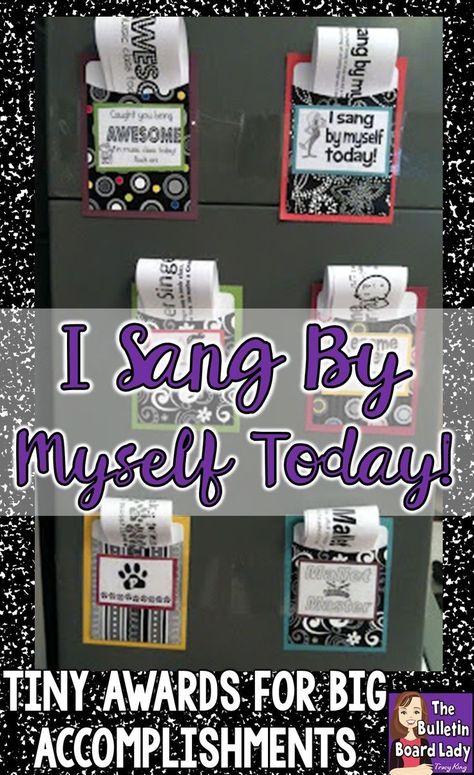 Award your music students for their every day accomplishments in music!  In this post learn how tiny awards can make a big impact in your classroom.  Learn how to store them, reproduce and surprise your kiddos. A great idea for classroom management too! Music Classroom Organization, Music Classroom Management, Choir Classroom, Music Bulletin Board, Elementary Music Room, Music Bulletin Boards, Music Classroom Decor, Elementary Music Lessons, Elementary Music Education