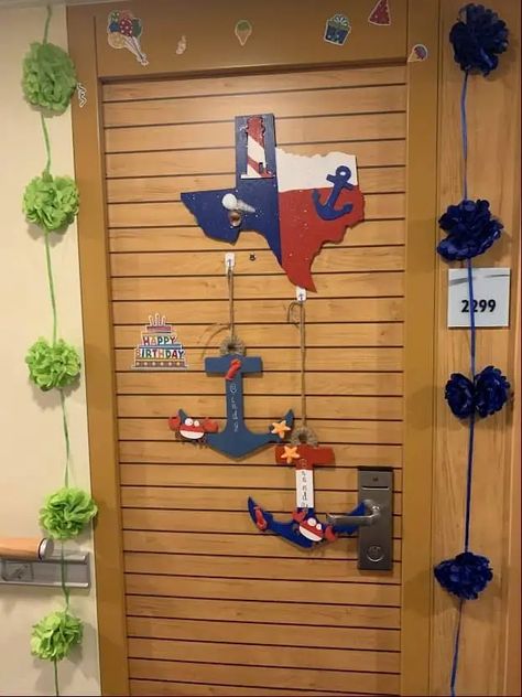 Cruise Doors, Cabin Door Decorations, Cruise Door Decorations, Door Decoration Ideas, Cabin Door, Cruise Door, Cabin Doors, Cowboy Decorations, Nautical Flags