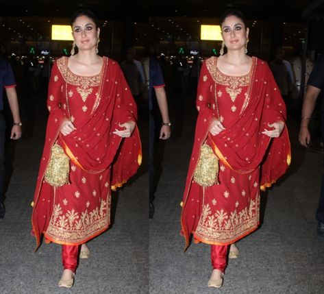 Kareena Kapoor Goes Red For a Recent Wedding Function - Rampdiary Fizzy Goblet, Sonakshi Sinha Saree, Mahira Khan Dresses, Punjabi Suits Patiala, Raghavendra Rathore, Indian Suit, Indian Kurti Designs, Punjabi Salwar, Indian Kurti