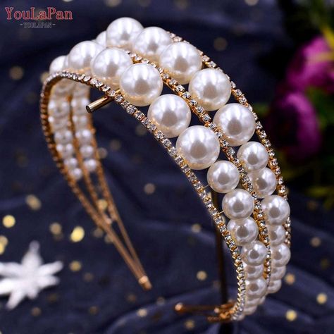 YouLaPan HP351 Pearl Hair Bands Women Hair Jewelry Rhinestone Headbands Women Tiara Wedding Headpieces for Bride Headband - KIMLUD.COM Bridal Hair Tiara, Pearl Headband Wedding, Bridal Hair Bands, Hair Tiara, Bridal Headbands, Bride Hair Jewelry, Pearl Bridal Headband, Bride Headband, Bridal Headdress