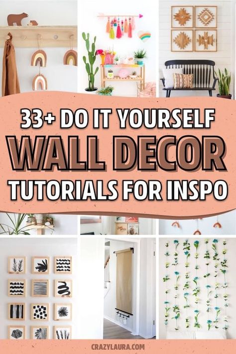 Want to make your own DIY wall decor or art and don’t know where to start?! Check out these super cute ideas with everything from wall hangings to plant shelves and everything in between! #diywalldecor #diywallart #diywallhanging #wallhangingideas Cute Craft Ideas For Your Room Wall Art, Boho Crafts Diy Decor Easy, Kitchen Wall Painting Ideas, Aesthetic Wall Decor Bedroom Diy, Diy Wall Decoration Ideas For Bedroom, Diy Wall Decor For Bedroom Cheap, Diy Teen Wall Decor, Diy Vintage Wall Decor, Wall Hanging Decor Ideas