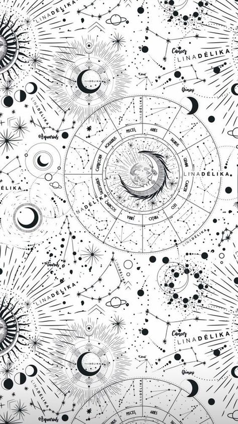 Astrology Backgrounds, Astrology Wallpaper, Witchy Wallpaper, Wallpaper Collage, Celestial Art, Moon And Stars, Spell Book, Screen Wallpaper, Ipad Wallpaper