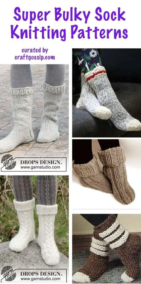 Super Bulky Sock Knitting Patterns – Knitting Knitted Socks Free Pattern, Monkey Style, Bulky Knit, Knitted Slippers Pattern, Baby Booties Knitting Pattern, Candles Diy, Rainy Day Crafts, Sock Knitting, Knitting Blogs