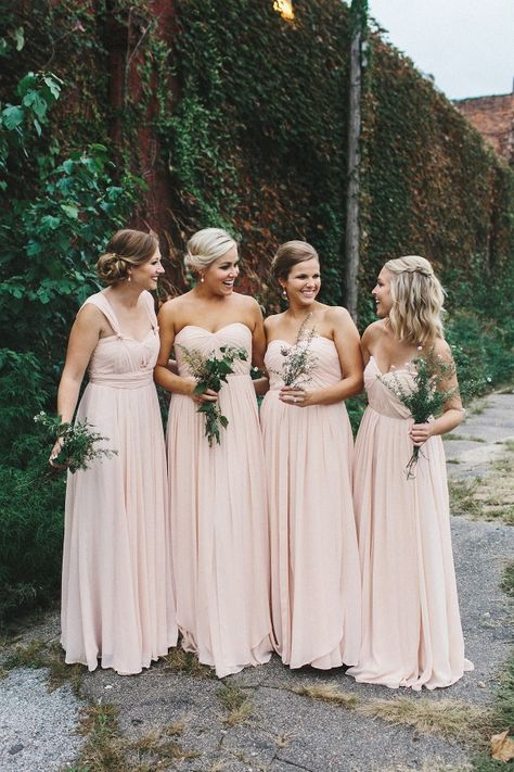 Blush Bridesmaid Dresses Light Pink Bridesmaid Dresses, Pastel Pink Weddings, Peach Bridesmaid, Fall Wedding Bridesmaids, Peach Bridesmaid Dresses, Wedding Dress Alterations, Blush Bridesmaids, Blush Bridesmaid Dresses, Pale Peach