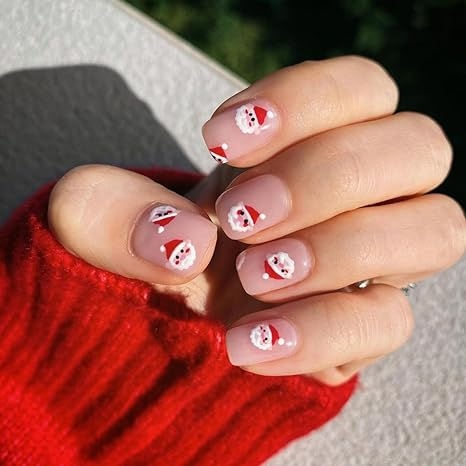 Holiday Nail Inspo, Christmas Nail Inspo, Santa Nails, Short Fake Nails, Nagel Tips, Short Nails Art, Nail Type, Square Head, Holiday Nail