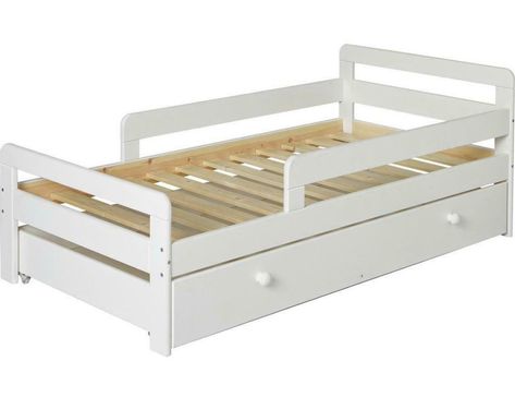 Modern Toddler Bed, White Toddler Bed, White Kids Bed, Toddler Bed With Storage, Boy And Girl Shared Bedroom, Bed With Underbed, Toddler Bed Frame, Girls Room Diy, Kids Single Beds