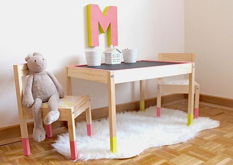 Here we take a look at 9 different IKEA hacks to help you pimp up the IKEA LATT children's table and chair set. Ikea Latt Table, Ikea Kids Table, Ikea Latt, Hacks Ikea, Table Ikea, Ikea Table, Ikea Kids, Ikea Chair, Childrens Table