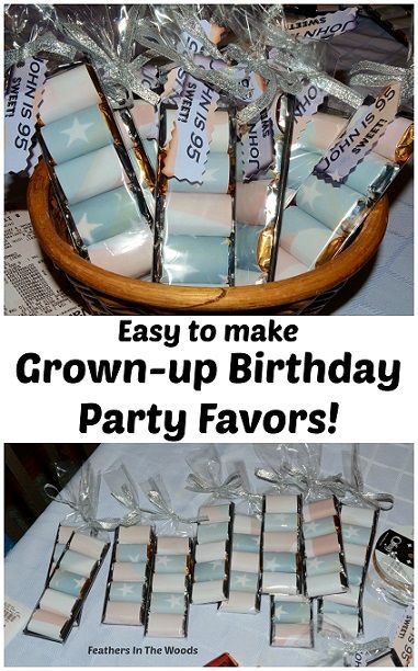 70th Birthday Party Favors For Mom, Easy Party Favors For Adults, Party Favors For 70th Birthday, 80 Birthday Party Favors, Diy Party Favors For Adults Homemade, Treat Bags For Adults, 95th Birthday Party Ideas, Birthday Treats For Adults, Birthday Favors Ideas