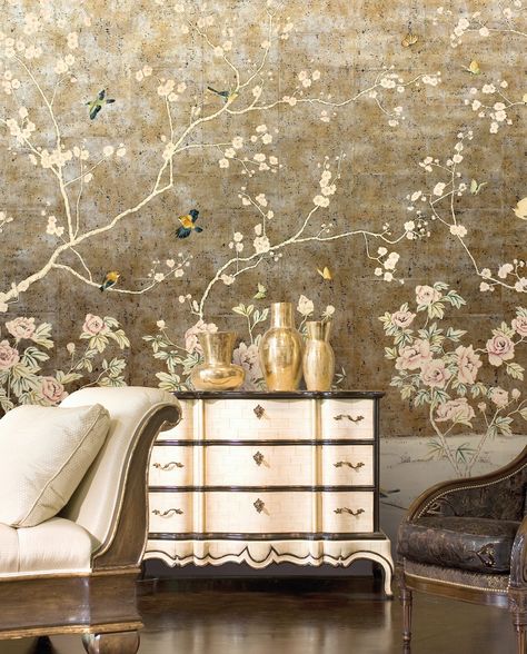 PEONIES & BLOSSOMS - PaulMontgomery Chinoiserie Wallpaper Panels, Feminine Bathroom, Chinoiserie Wall, Deco Nature, Chinoiserie Style, Chinoiserie Wallpaper, Chinoiserie Chic, Bird Wallpaper, Wallpaper Panels