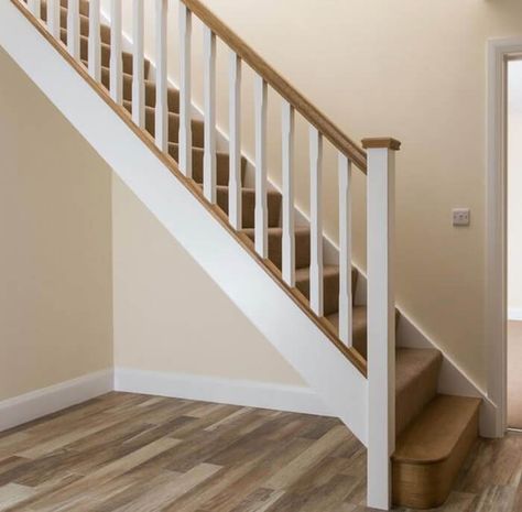 Cost effective white oak stairs, price breakdown Painted Wood Stairs, Oak Staircase, Oak Handrail, Stairs Renovation, White Staircase, Timber Staircase, Hardwood Stairs, Staircase Handrail, House Staircase