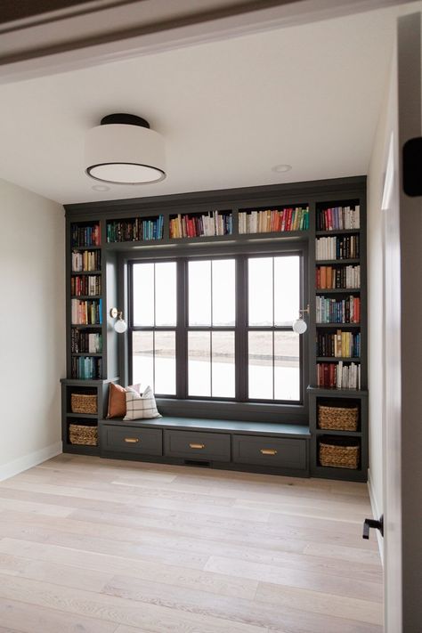 Attic Reading Nook, Home Library Aesthetic, Sustainable Living Room, Home Library Design, Modern Kitchen Design Open Concept, Home Library, Window Seat, House Rooms, Diy Furniture Plans