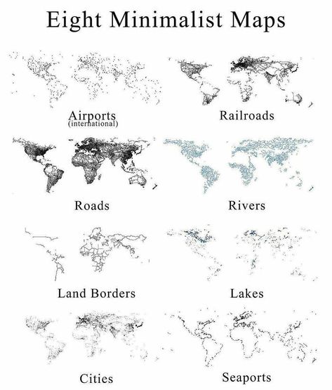 Eight Minimalist Maps Planet Map, Rivers And Roads, Human Geography, Amazing Maps, City Planner, World Maps, By Any Means Necessary, Europe Map, Mind Map