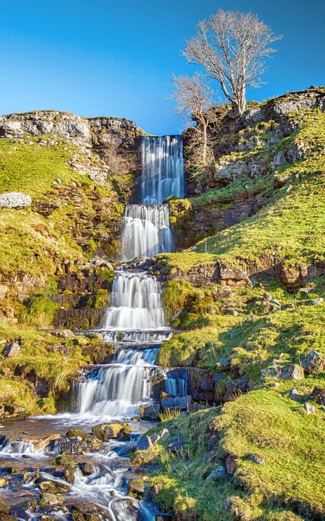 https://flic.kr/p/2eoW8hm | Four tier waterfall, Cray. | tall-guy uk waterfall cray yorkshire dales Uk Waterfalls, Uk Walks, Yorkshire Landscape, Uk Nature, London Castles, Yorkshire Dales National Park, Lake District England, Visit Uk, Nature Scenery