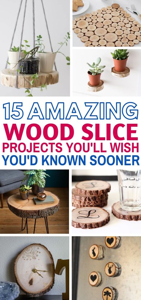 These 15 easy Wood Slice Crafts will make your home decor look FANTASTIC! They're so simple to make with step by step tutorials showing you how. The ornaments and tables are the BEST! #diy #diyhomedecor #woodcrafts Wood Slice Projects, Wood Crafting Tools, Wood Slice Crafts, Easy Wood, Diy Holz, Wood Crafts Diy, Diy Interior, Upcycled Crafts, Woodworking Furniture