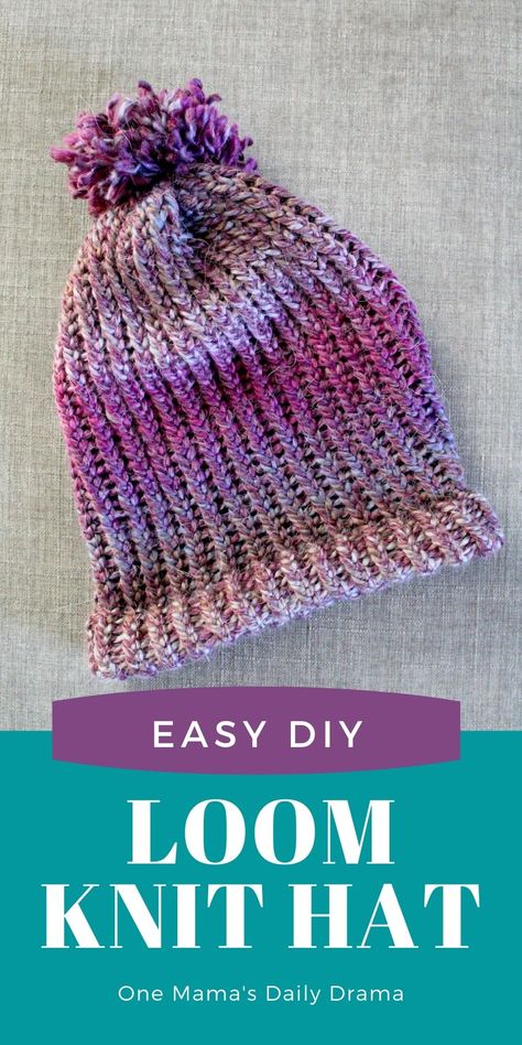 How To Loom Knit A Hat, Loom Knitted Hats, Loom Knitting Tutorial Videos, Loom Hats Easy, Loom Knit Hat Patterns Free, Loom Hats Patterns Free, Loom Hat Patterns, Easy Loom Knitting Projects, Round Loom Knitting Projects