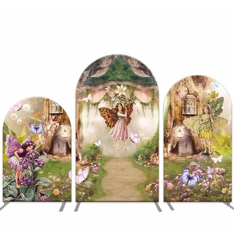 Elf Treehouse, Arch For Backdrop, Boho Arch Backdrop, Metal Arch Wedding, Chiara Arch, Party Arch, Circle Arch, Race Car Themes, Boho Arch