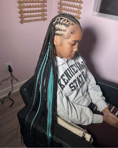 Neck Length Hair Cuts, Birthday Braids, Protective Braids, Colored Box Braids, Hype Hair, Braids Hairstyles For Black Women, Peekaboo Hair, Hair Puff, Birthday Hairstyles