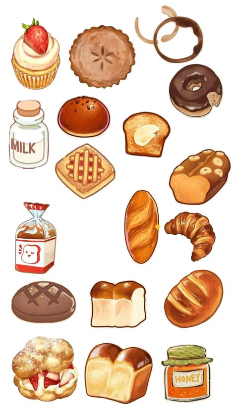 Food Illustration Art, Food Drawing, Kawaii Drawings, Food Illustrations, Cute Food, Art Reference Poses, Food Print, Baked Goods, Food Art