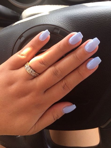 Periwinkle Nails Coffin, Periwinkle Toe Nails, Short Periwinkle Nails, Periwinkle Almond Nails, Acrylic Nails Periwinkle, Periwinkle Dip Nails, Light Purple Blue Nails, Prom Nails Periwinkle, Light Periwinkle Nails