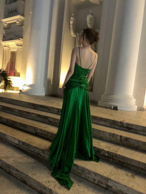 Emerald Green Vintage Dress, Emerald Dress Aesthetic, Atonement Aesthetic, Lily Vanderwoodsen, Atonement Dress, Gown Aesthetic, Natural Kibbe, Emerald Green Gown, Fantasy Clothes