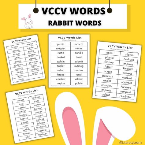 Syllable Rules, Syllable Division, Syllables Activities, Words List, Cv Words, Multisyllabic Words, Learning Sight Words, Phonemic Awareness Activities, Phonics Rules