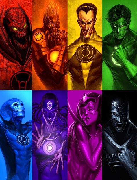 Lantern corps leaders Art Dc Comics, Lantern Corps, Green Lantern Corps, Univers Dc, Arte Dc Comics, Marvel Vs Dc, Detective Comics, Comic Collection, Marvel Vs