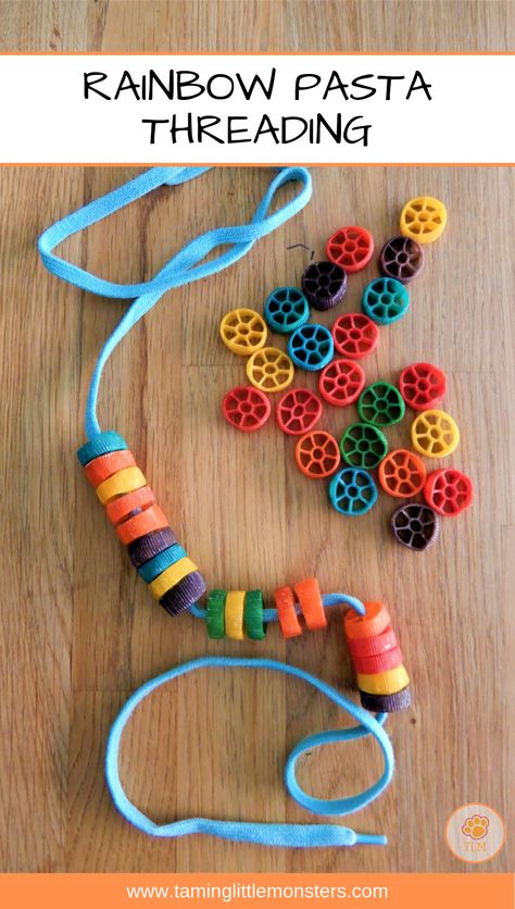 10+ Ways to Play with... Rainbow Pasta - Taming Little Monsters Threading Activities, Rainbow Fish Activities, Make Your Own Playdough, Pasta Crafts, Rainbow Pasta, Rainbow Activities, Fish Activities, Rainbow Rice, All Together Now