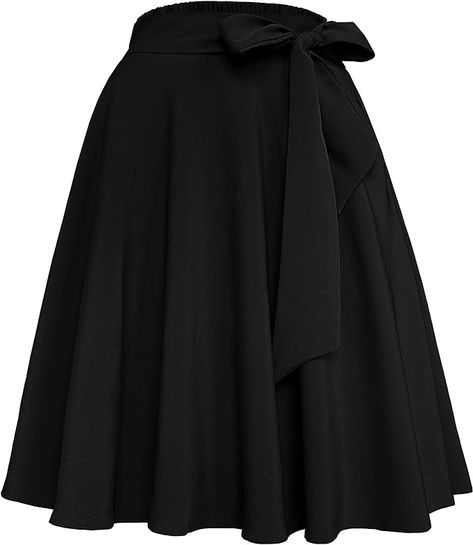 Amazon.com: Afibi Womens Vintage High Waist A-Line Skater Skirt Flared Midi Skirt with Pockets (Small, Black) : Clothing, Shoes & Jewelry Flared Midi Skirt, Midi Skirt With Pockets, Midi Flare Skirt, Vintage Skater, Black Clothing, Skirt With Pockets, Skirts With Pockets, Capsule Wardrobe, Skater Skirt