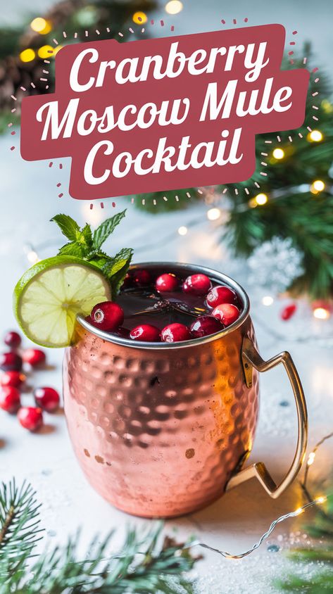 "Discover the perfect Cranberry Moscow Mule cocktail recipe for your holiday gatherings! This festive drink combines the classic flavors of a Moscow Mule with tart cranberry, making it a standout among holiday cocktails. Enjoy easy cocktail recipes that impress your guests and elevate your seasonal cocktails. Explore delicious Moscow Mule variations and make this vibrant drink the highlight of your celebrations. Cheers to festive sips!" Mule Variations, Moscow Mule Variations, Cranberry Moscow Mule, Peppermint Martini, Cranberry Margarita, Moscow Mule Cocktail, Punch Cocktails, Mule Cocktail, Seasonal Cocktail