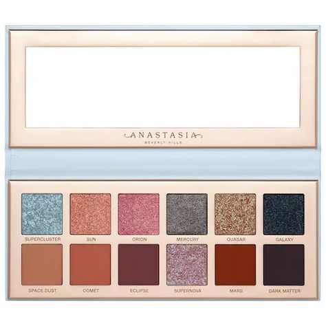 Cosmos Eyeshadow Palette - Anastasia Beverly Hills | Sephora Summer Eyes, Metallic Eyes, Eyeshadow Collection, Metallic Eyeshadow, Cocoa Seeds, Theobroma Cacao, Eye Primer, Bluish Green, Dark Matter