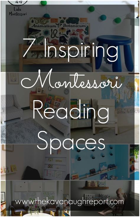 7 inspiring Montessori reading spaces. Great inspiration for creating a Montessori inspired reading space at home. Montessori Library Area, Montessori Reading Corner, Montessori Library, Kids Room Montessori, Montessori Tips, Montessori Reading, Reading Corner Kids, Raising Kittens, Reading Areas