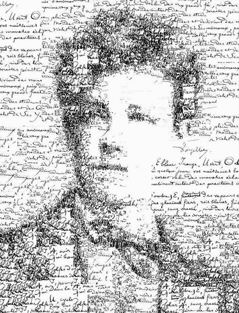 Arthur Rimbaud, Visual Poetry, Ap Art, Text Art, 영감을 주는 캐릭터, A Drawing, Drawing People, Art Sketchbook, Portrait Art