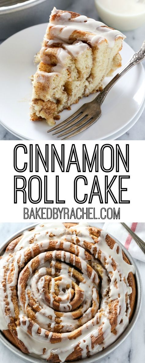 Giant Cinnamon Roll Cake with Vanilla Glaze Best Cinnamon Roll Cake, Cinnamon Breads, Vanilla Glaze Recipe, Homemade Cinnamon Roll, Cinnamon Swirl Cake, Cake Cinnamon, Cinnamon Roll Monkey Bread, Cinnamon Roll Icing, Fig Cake